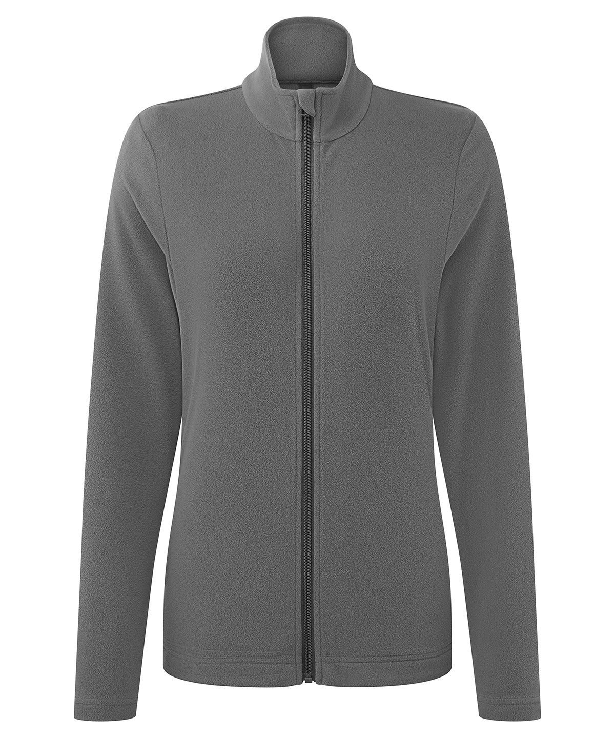 Premier Women's 'Recyclight Ultra' full-zip microfleece in Dark Grey, front view