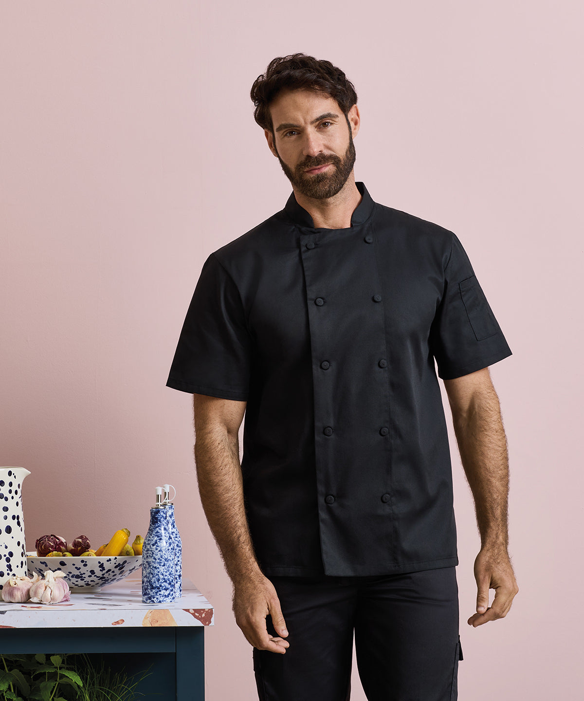Premier Chefs Coolchecker short sleeve jacket, lifestyle photo