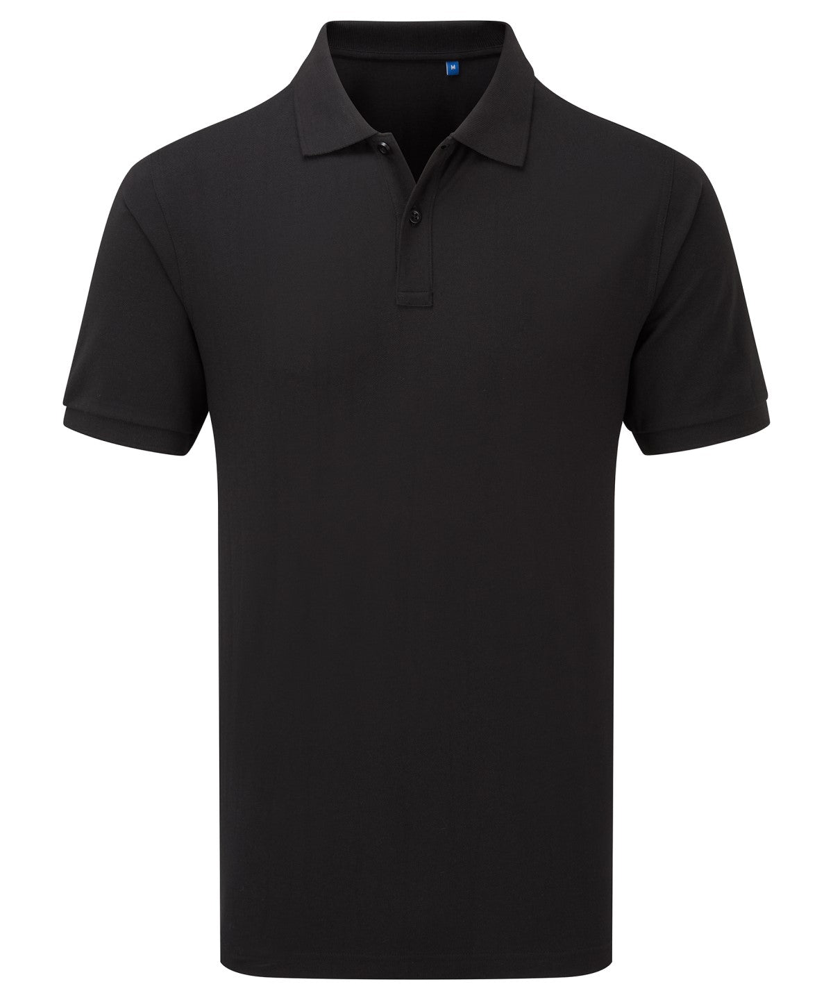 Premier ‘Essential’ unisex short sleeve workwear polo shirt in Black, front view