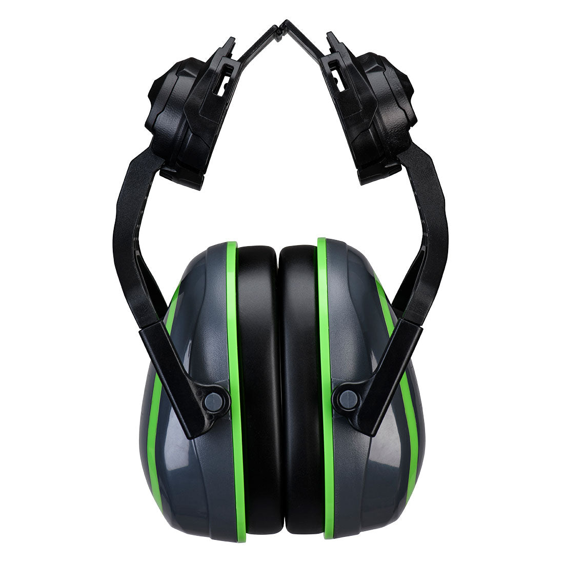 Portwest HV Extreme Ear Defenders Low Clip-On Metal Free in Grey/Green, main product image