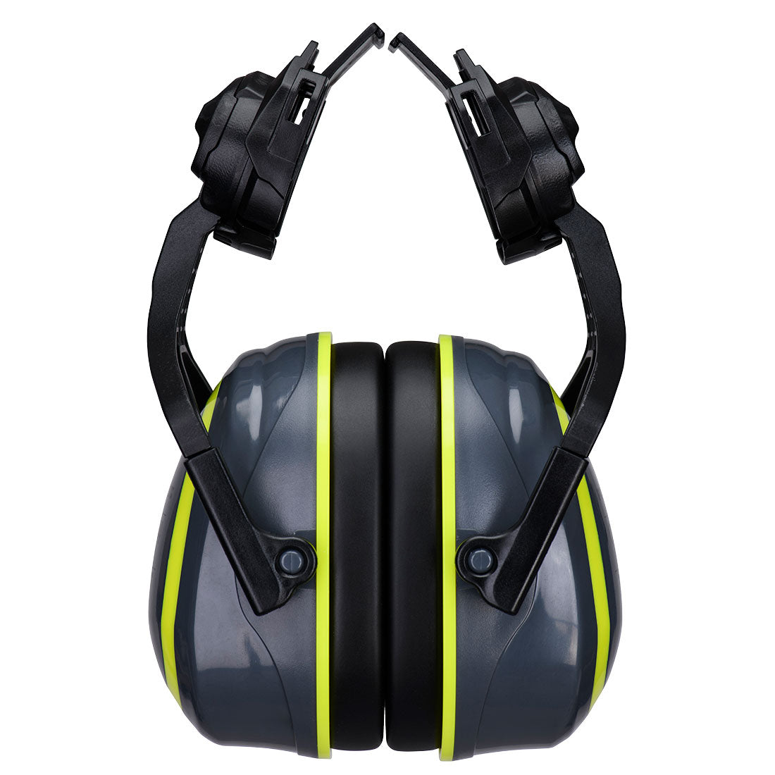 Portwest HV Extreme Ear Defenders Medium Clip-On Metal Free in Grey/Yellow, main product image