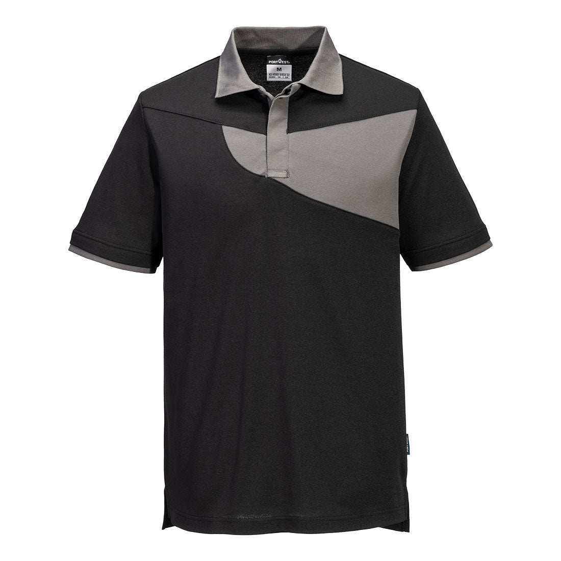 Portwest Two Tone Polo Shirt S/S in Black/Zoom Grey, main product image