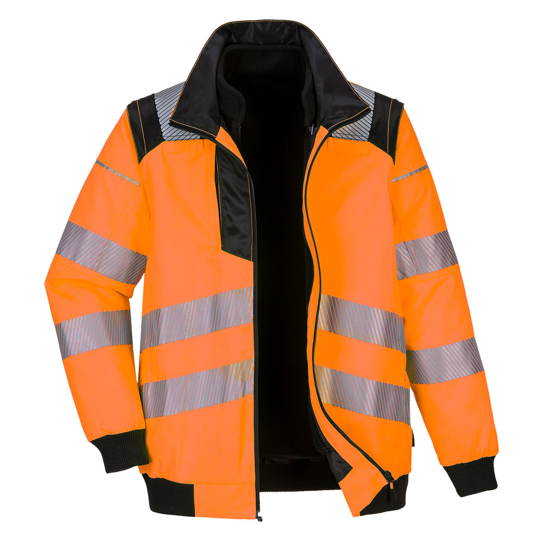 Portwest PW3 Hi-Vis 3-in-1 Pilot Jacket in Orange/Black, main product image