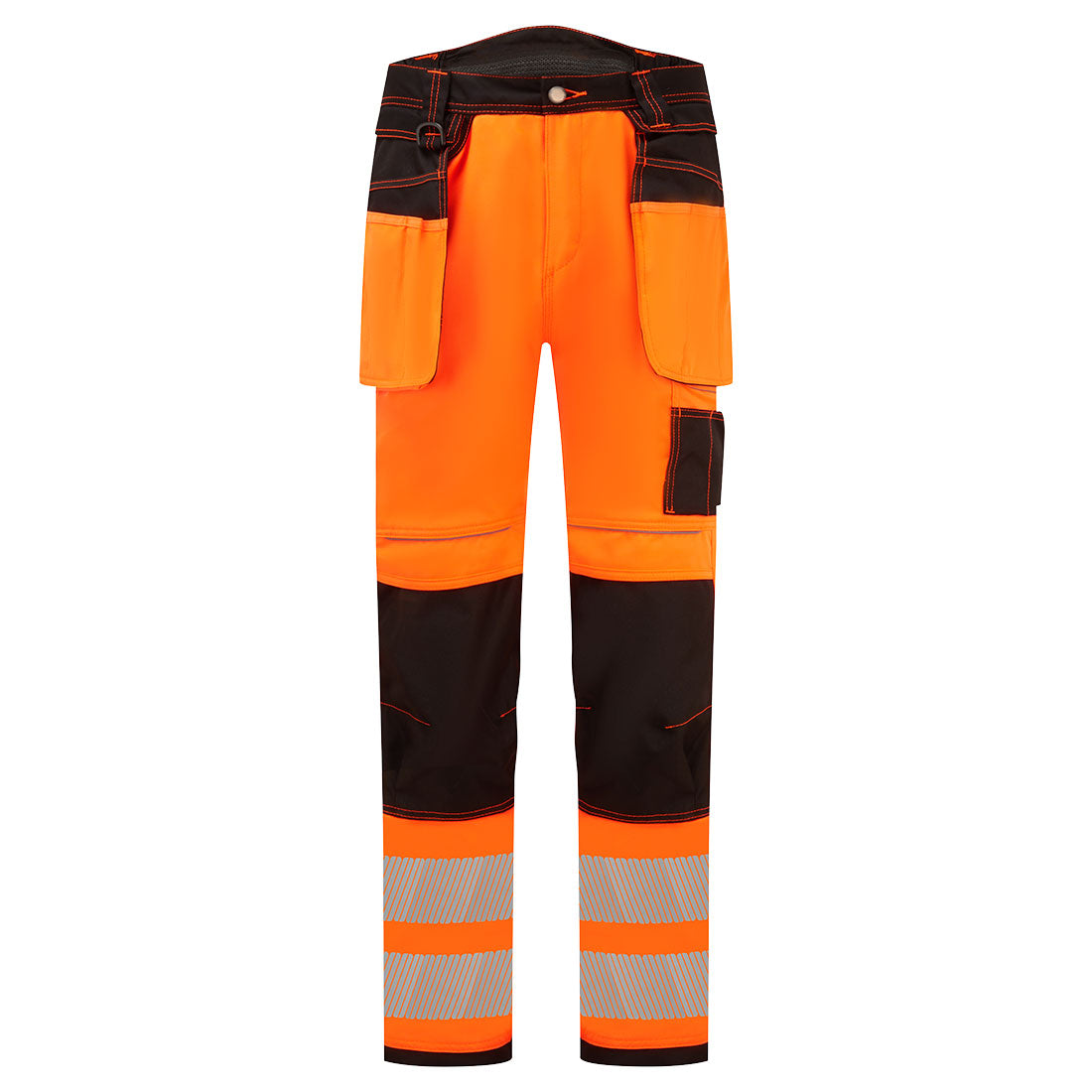 Portwest PW3 Hi-Vis Stretch Holster Pocket Trousers in Orange/Black, main product image