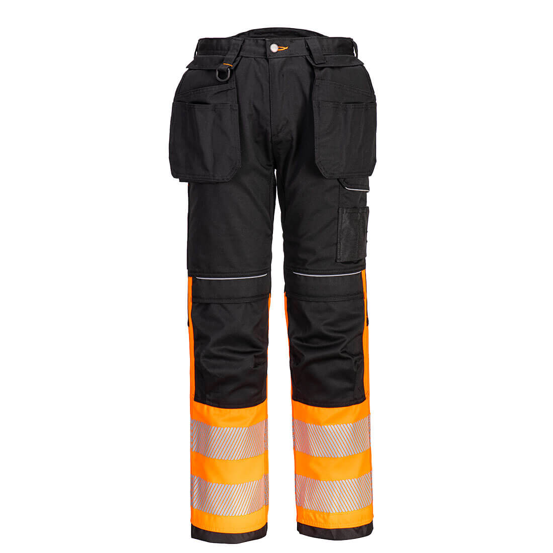 Portwest PW3 Hi-Vis Class 1 Holster Pocket Trousers in Orange/Black, main product image