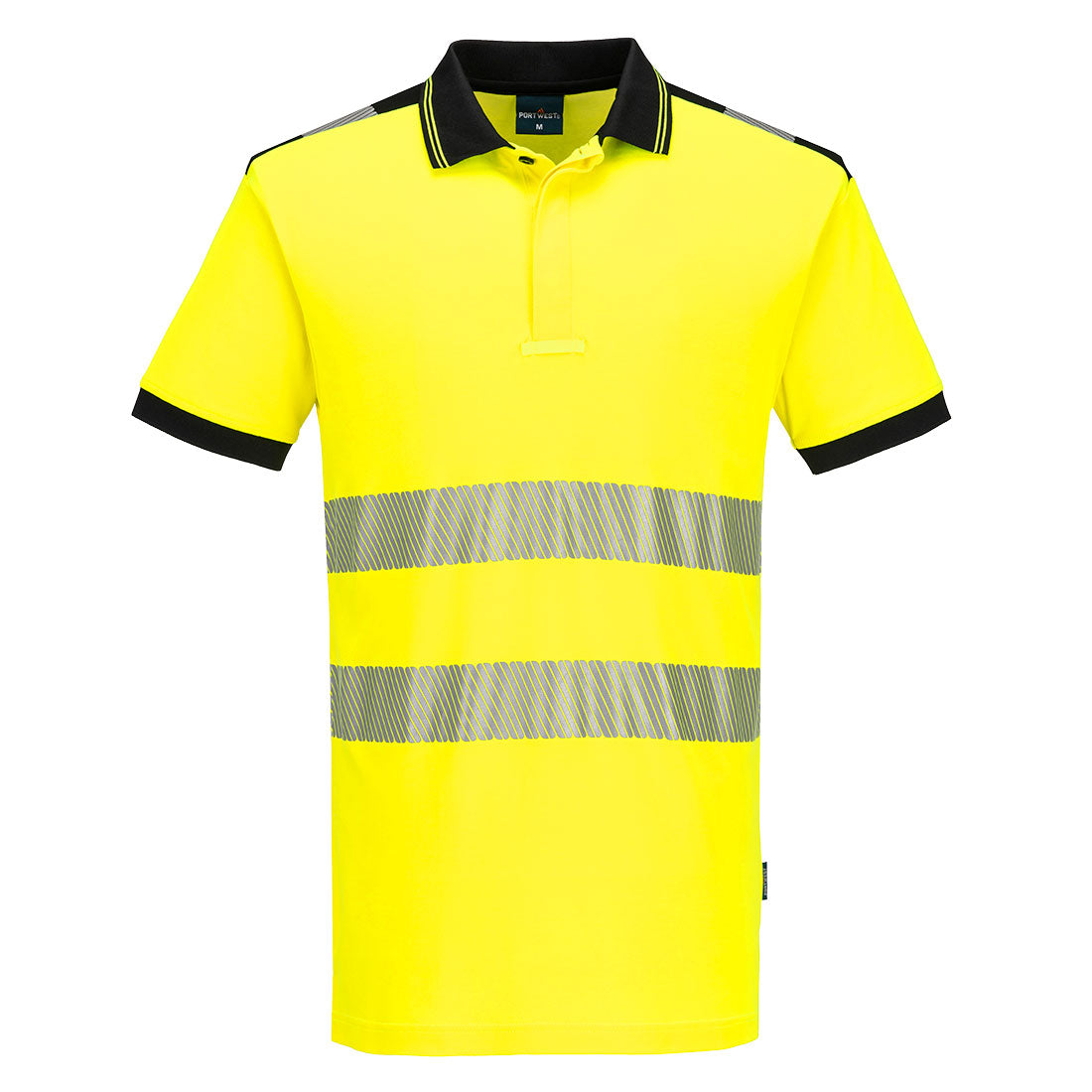 Portwest PW3 Hi-Vis Cotton Comfort Polo Shirt S/S in Yellow/Black, image 2