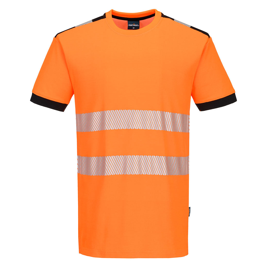 Portwest PW3 Hi-Vis Cotton Comfort T-Shirt S/S in Orange/Black, main product image