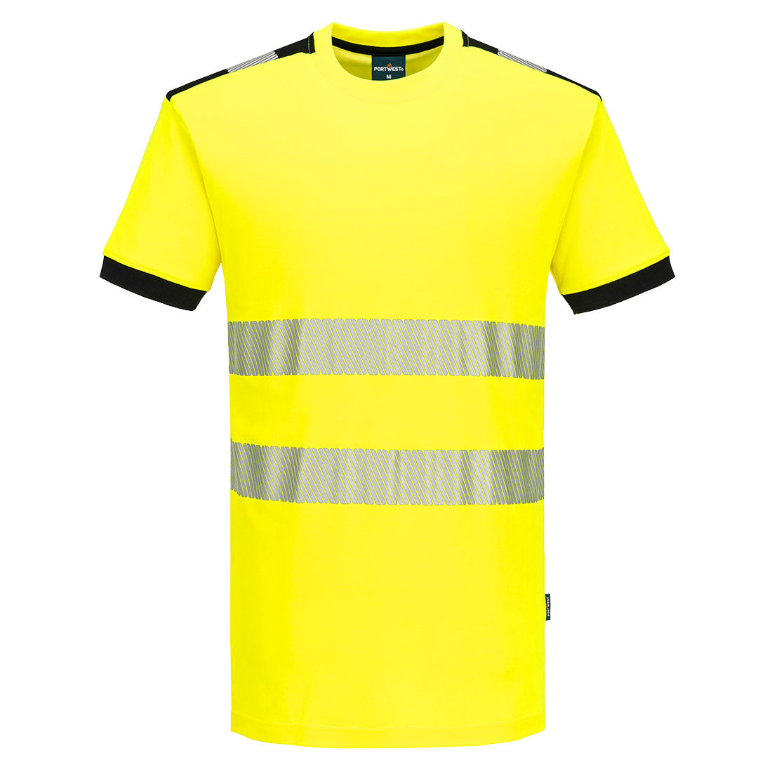 Portwest PW3 Hi-Vis Cotton Comfort T-Shirt S/S in Yellow/Black, image 2