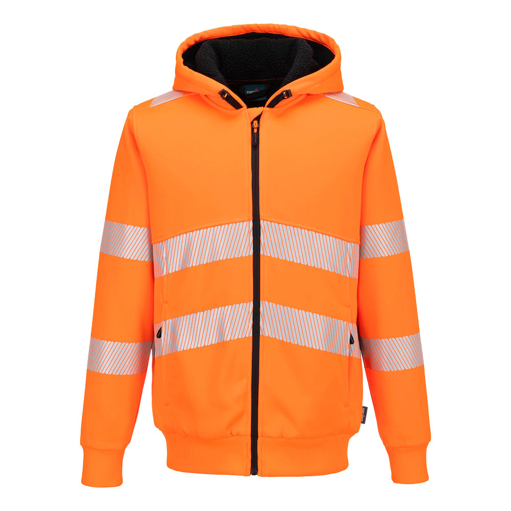 Portwest PW321 Hi-Vis Zipped Winter Hoodie in Orange, main product image