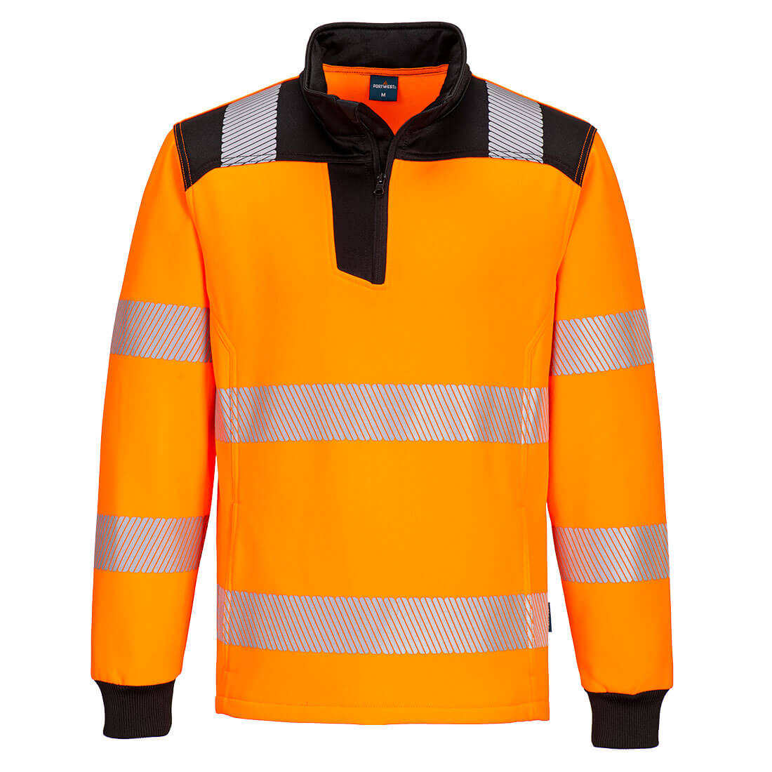 Portwest PW3 Hi-Vis 1/4 Zip Sweatshirt in Orange/Black, main product image