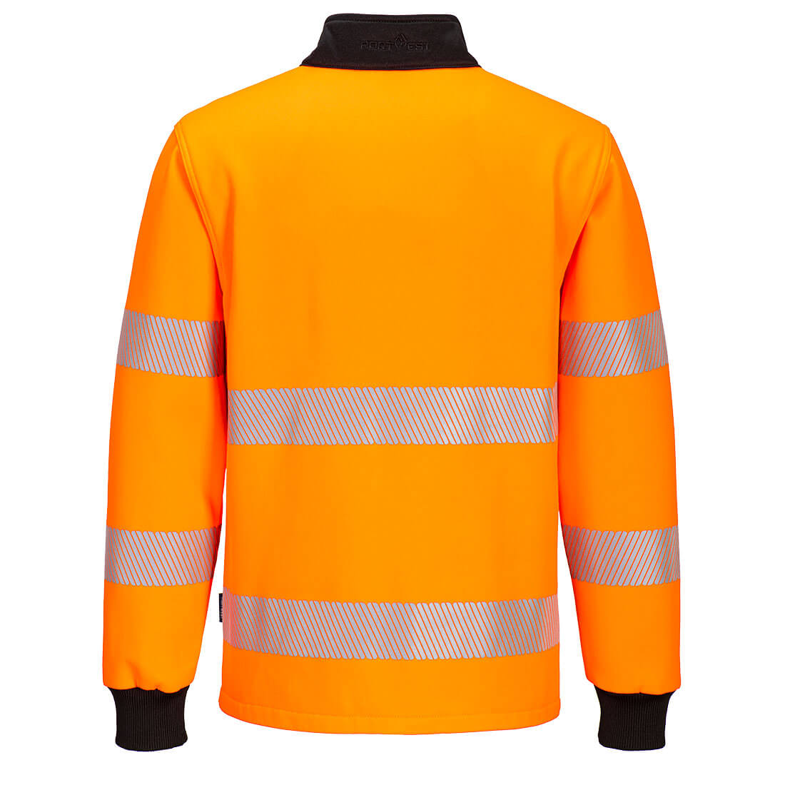 Portwest PW326 PW3 Hi-Vis 1/4 Zip Sweatshirt in Orange/Black, back view