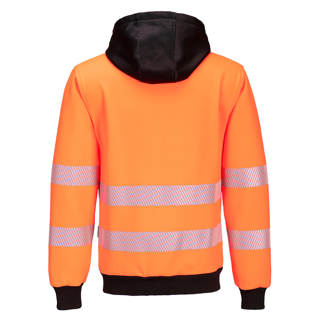 Portwest PW327 PW3 Hi-Vis Zip Hoodie in Orange/Black, back view