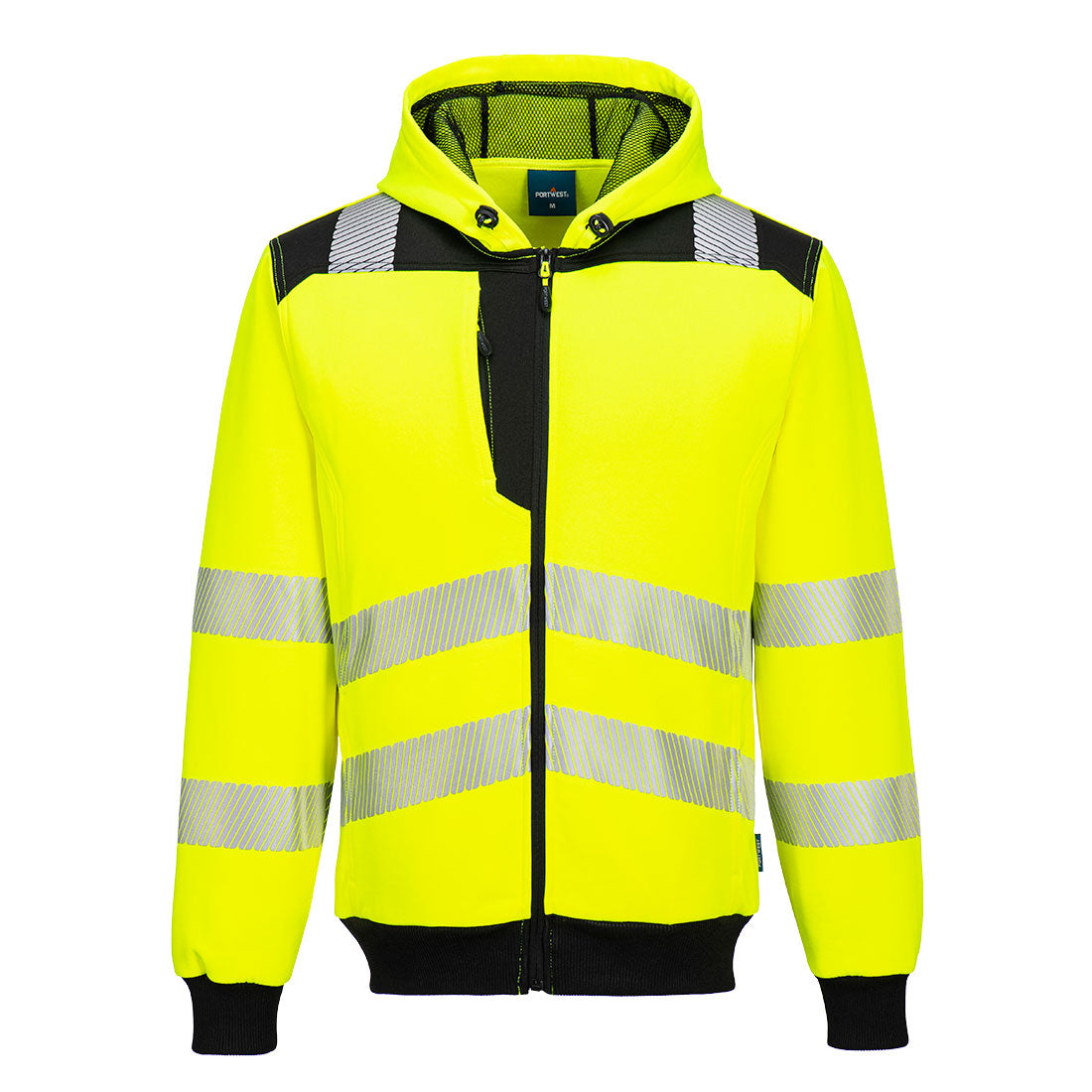 Portwest PW3 Hi-Vis Zip Hoodie in Yellow/Black, image 2