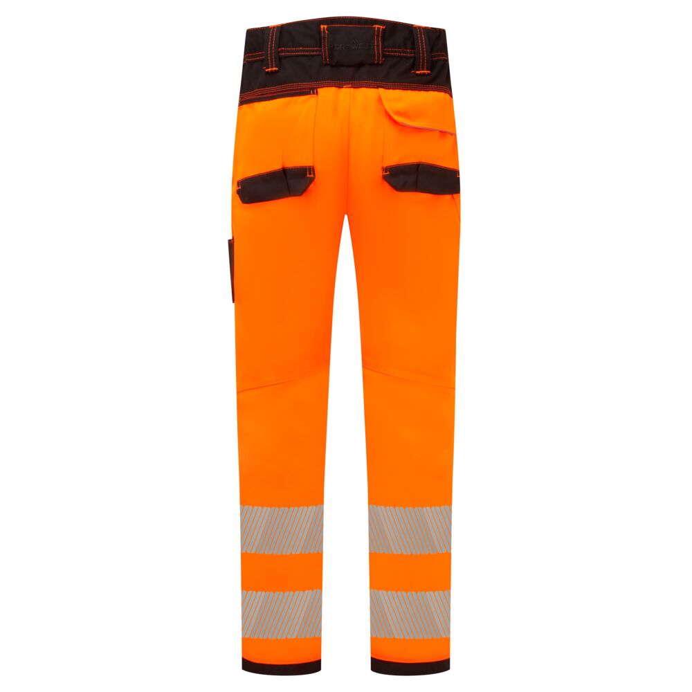 Portwest PW340 PW3 Hi-Vis Work Trousers in Orange/Black, back view