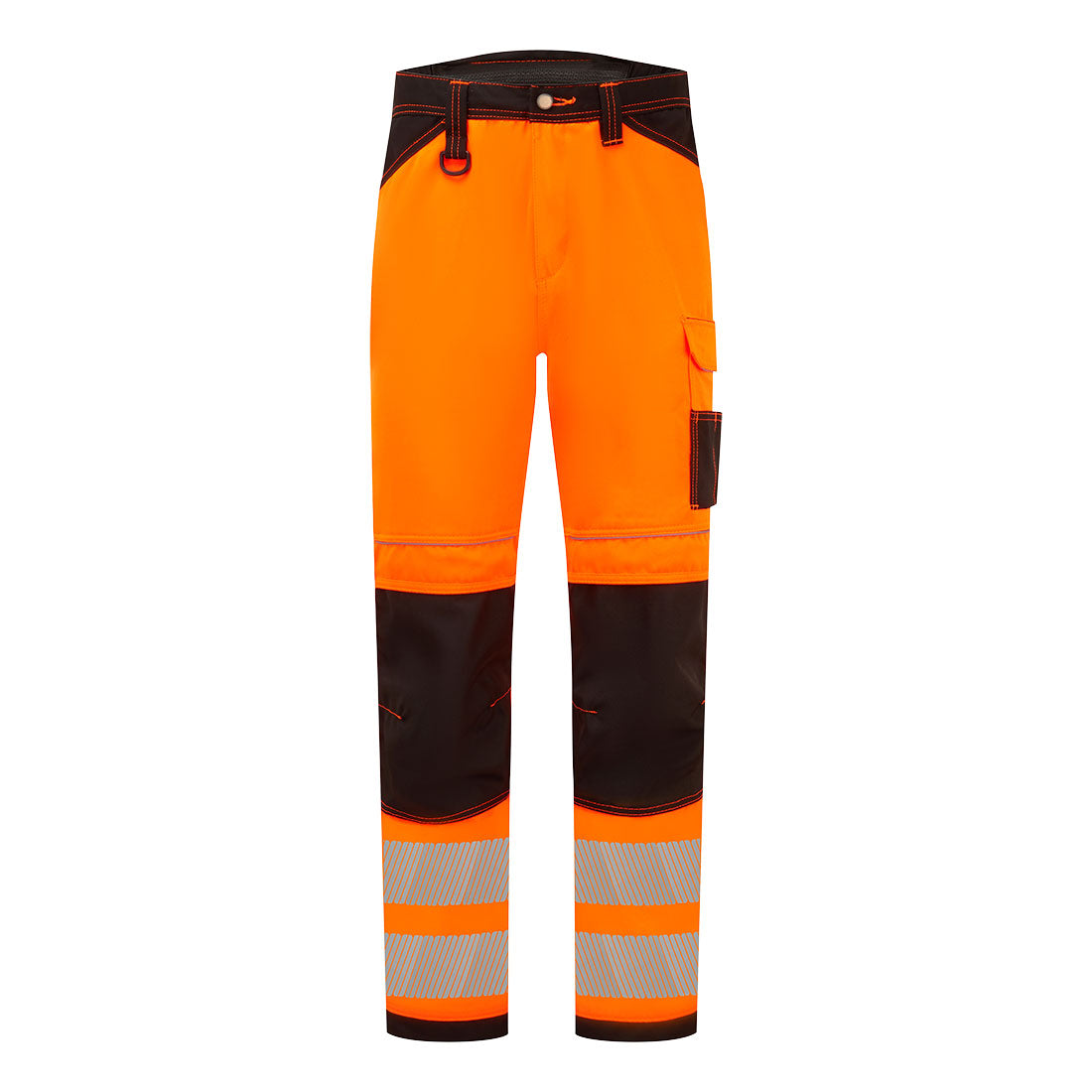 Portwest PW3 Hi-Vis Work Trousers in Orange/Black Short, image 2