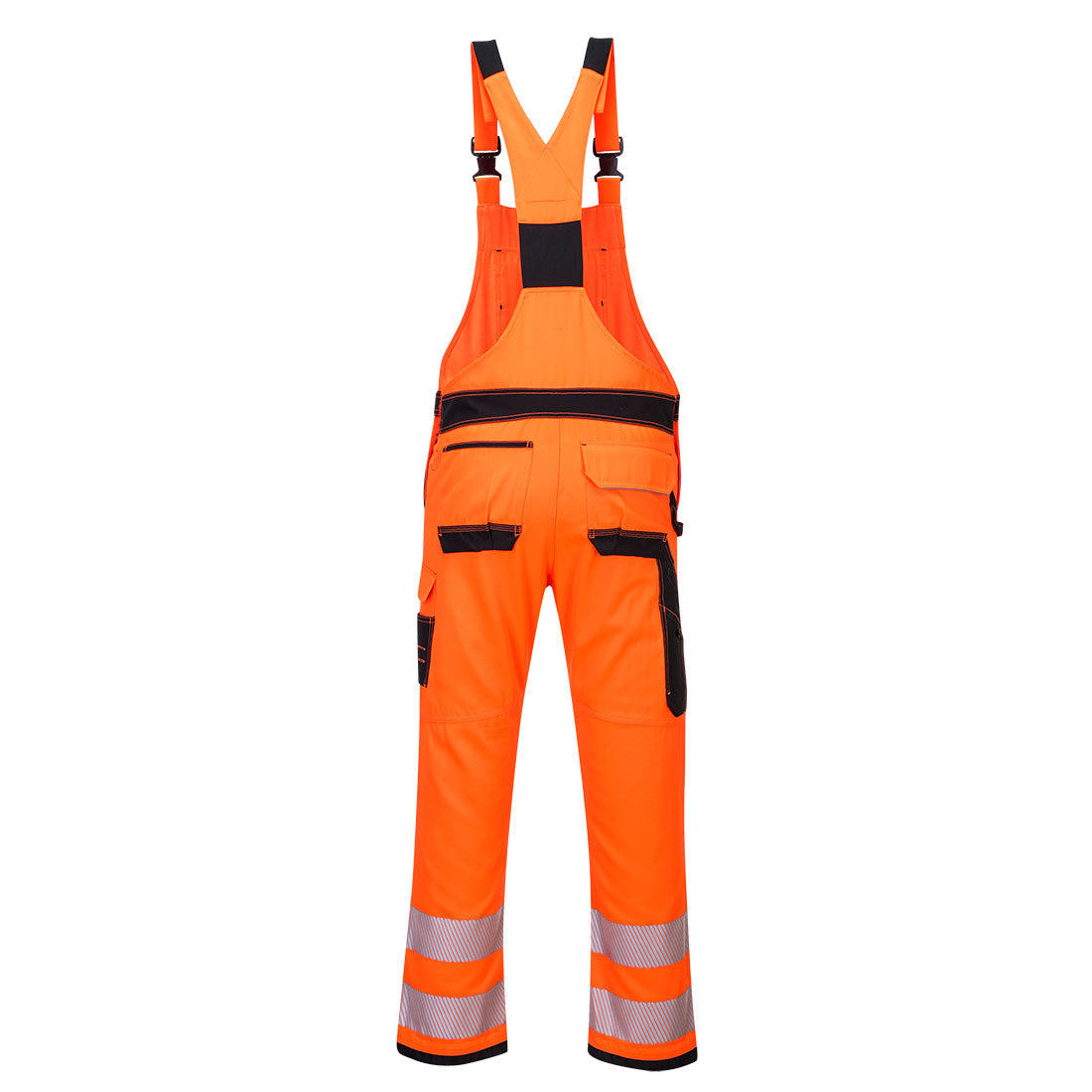 Portwest PW344 PW3 Hi-Vis Bib and Brace in Orange/Black, back view