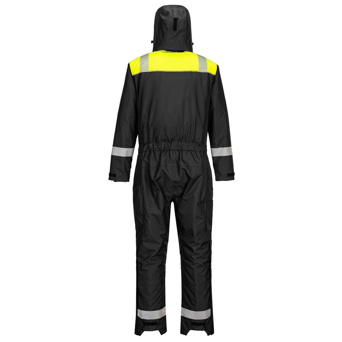 Portwest PW353 PW3 Winter Coverall in Black/Yellow, back view