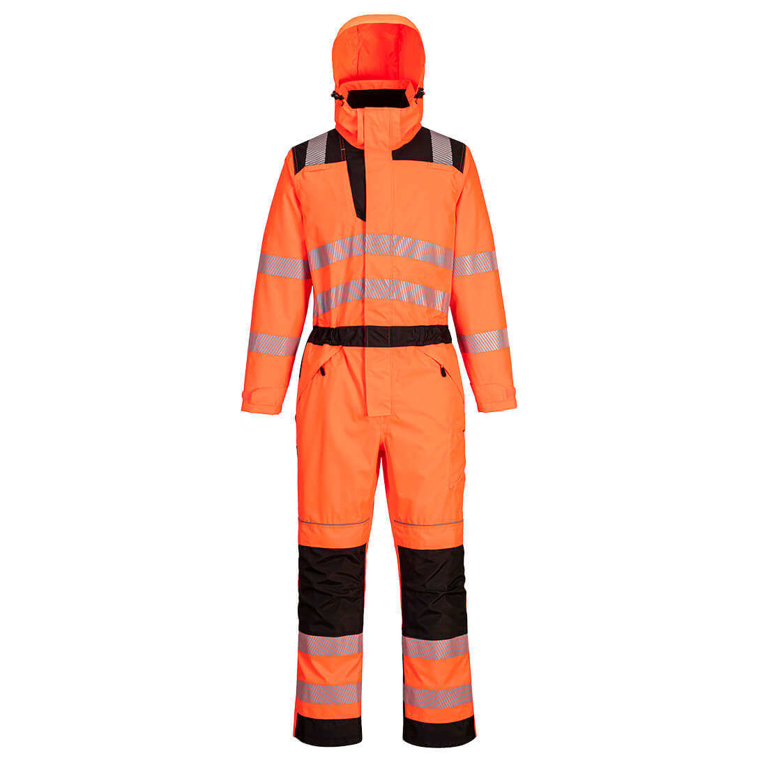 Portwest PW3 Hi-Vis Rain Coverall in Orange/Black, main product image