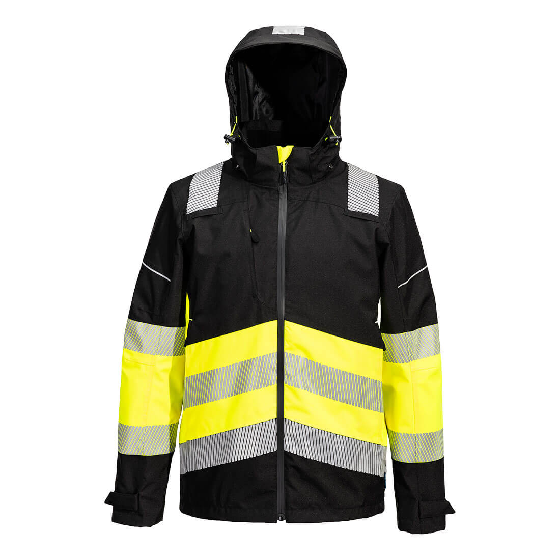 Portwest PW3 Hi-Vis Class 1 Extreme Rain Jacket in Yellow/Black, image 2