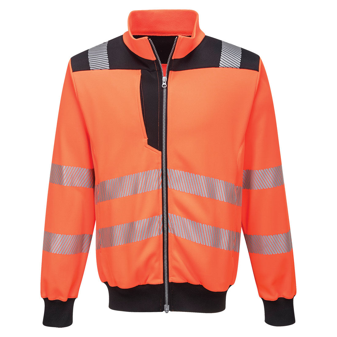 Portwest PW3 Hi-Vis Zip Sweatshirt in Orange/Black, main product image