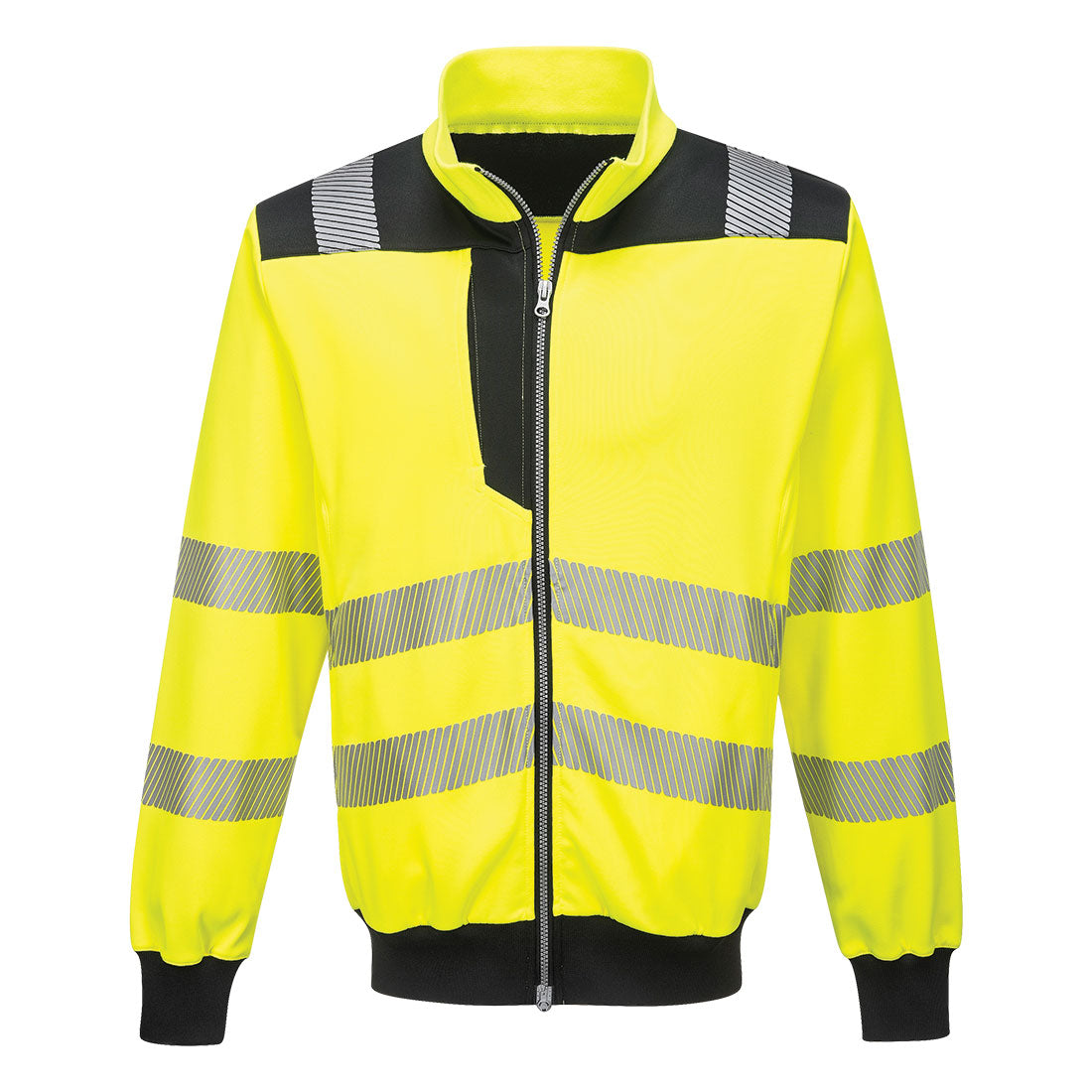 Portwest PW3 Hi-Vis Zip Sweatshirt in Yellow/Black, image 2