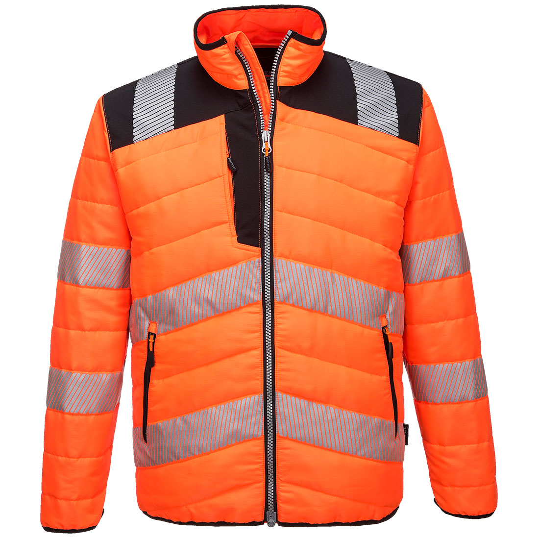 Portwest PW3 Hi-Vis Baffle Jacket in Orange/Black, main product image