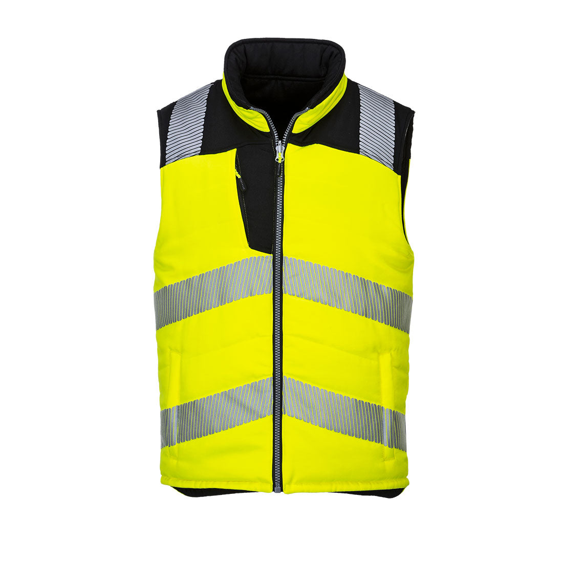 Portwest PW3 Hi-Vis Reversible Bodywarmer in Yellow/Black, image 2