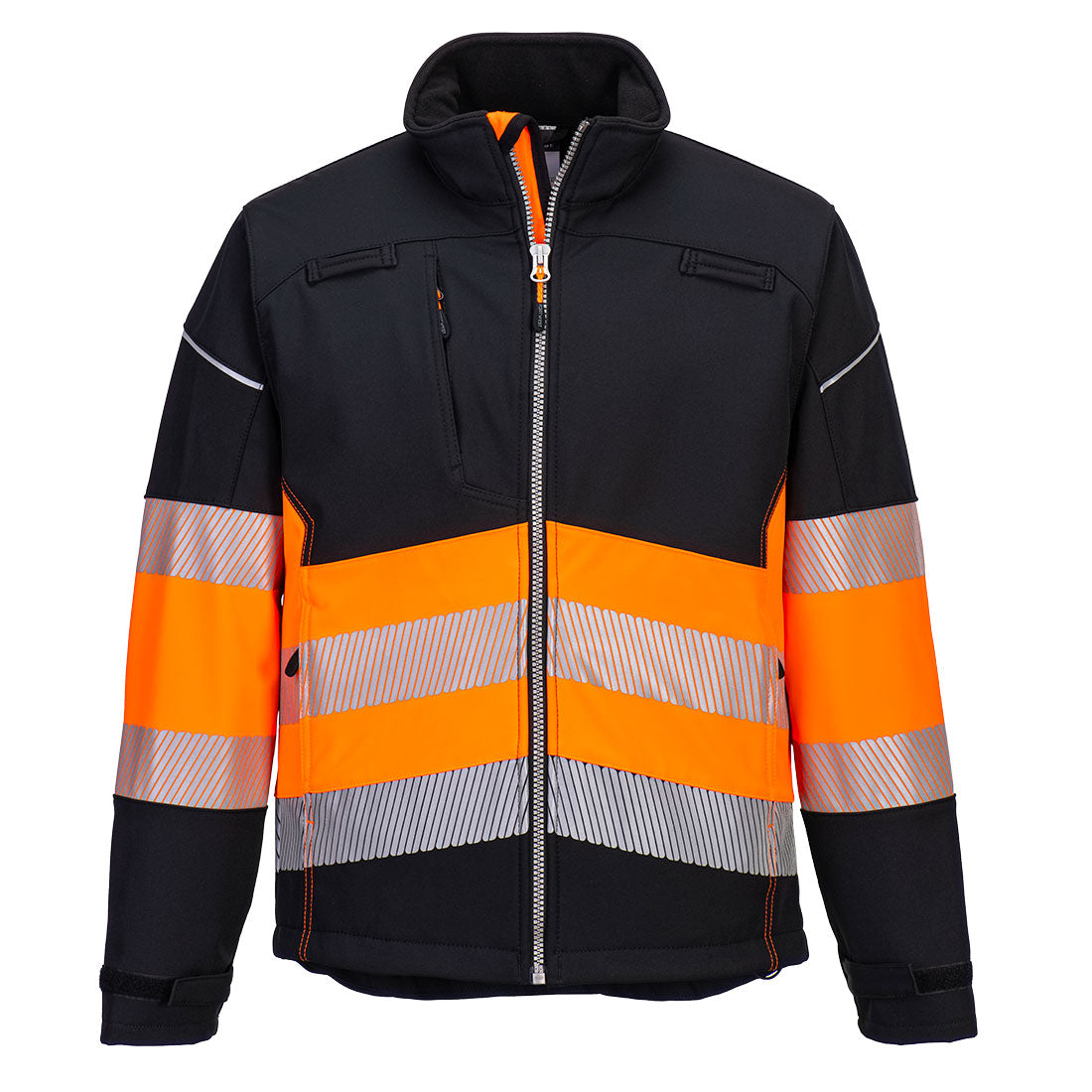 Portwest PW3 Hi-Vis Class 1 Softshell in Black/Orange, main product image