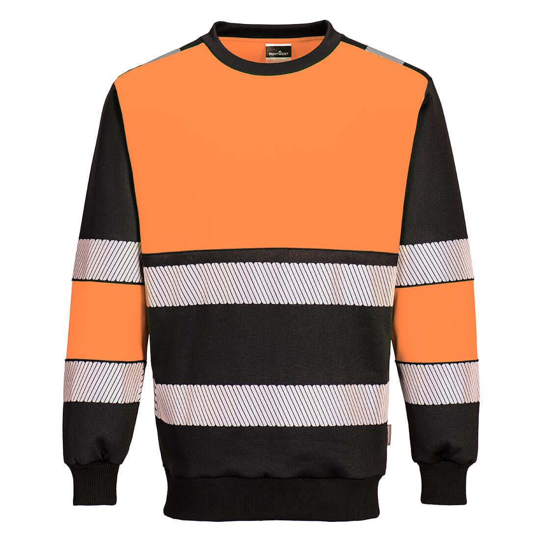Portwest PW3 Hi-Vis Class 1 Sweatshirt in Orange/Black, main product image