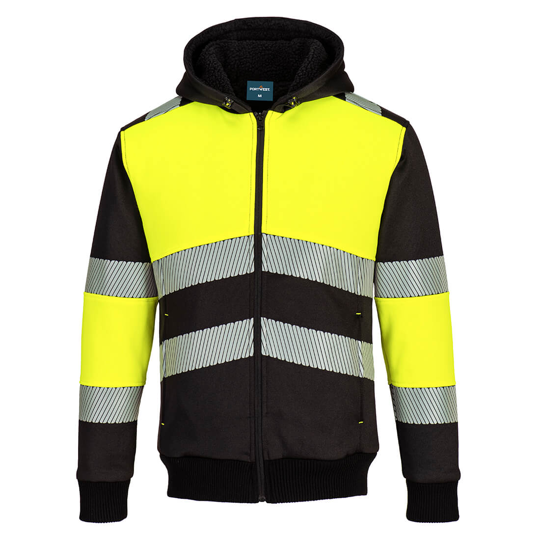 Portwest PW3 Hi-Vis Zipped Class 1 Winter Hoodie in Yellow/Black, image 2