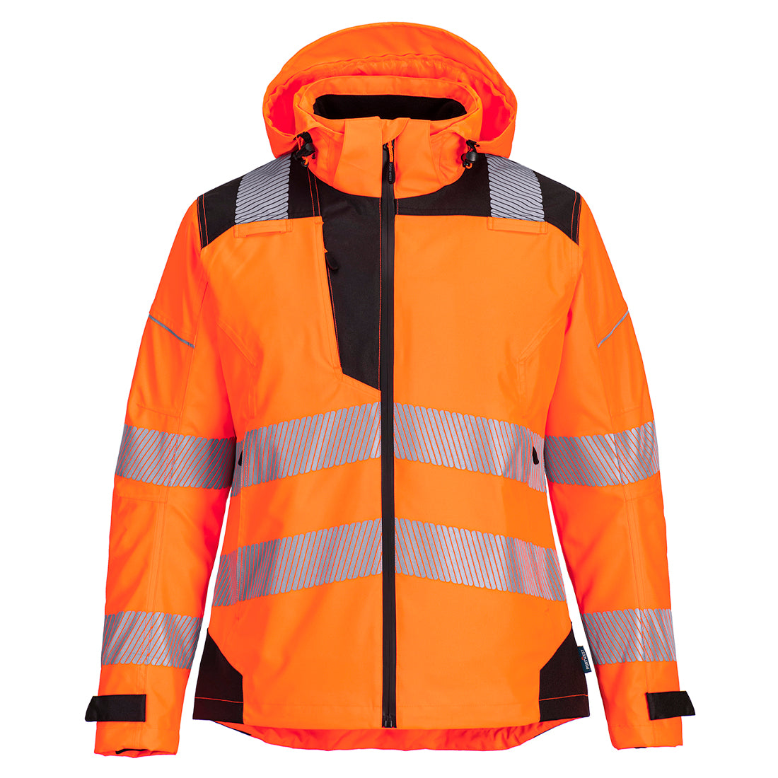 Portwest PW3 Hi-Vis Women's Rain Jacket in Orange/Black, main product image