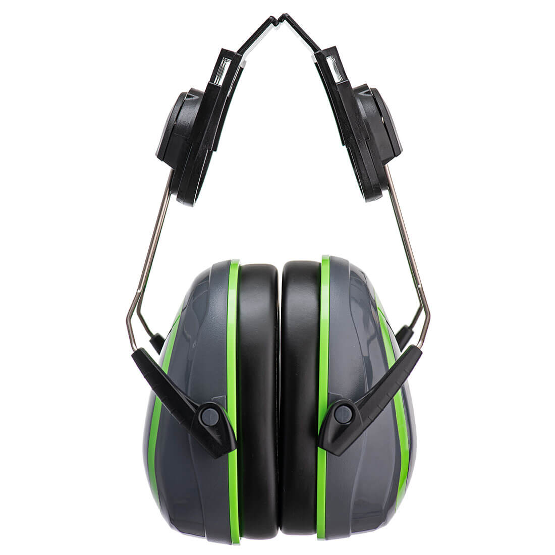 Portwest HV Extreme Ear Defenders Low Clip-On in Grey/Green, main product image