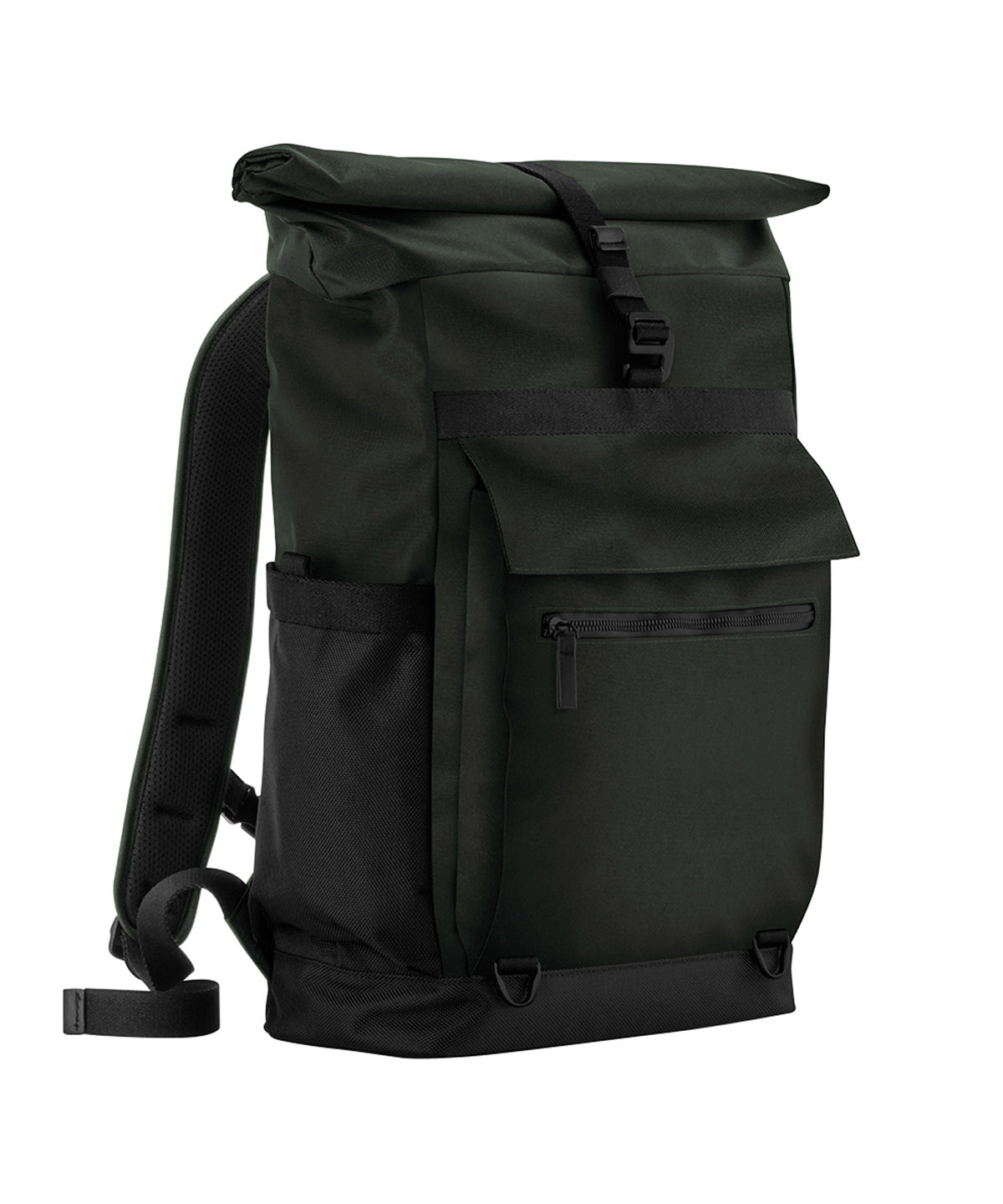 Quadra Axis roll-top backpack in Forest Night, front view