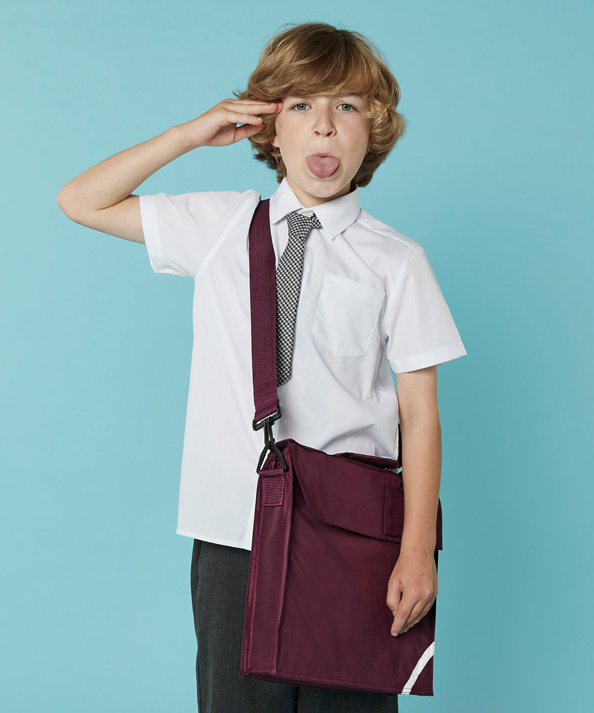 Quadra Junior book bag with strap, lifestyle photo