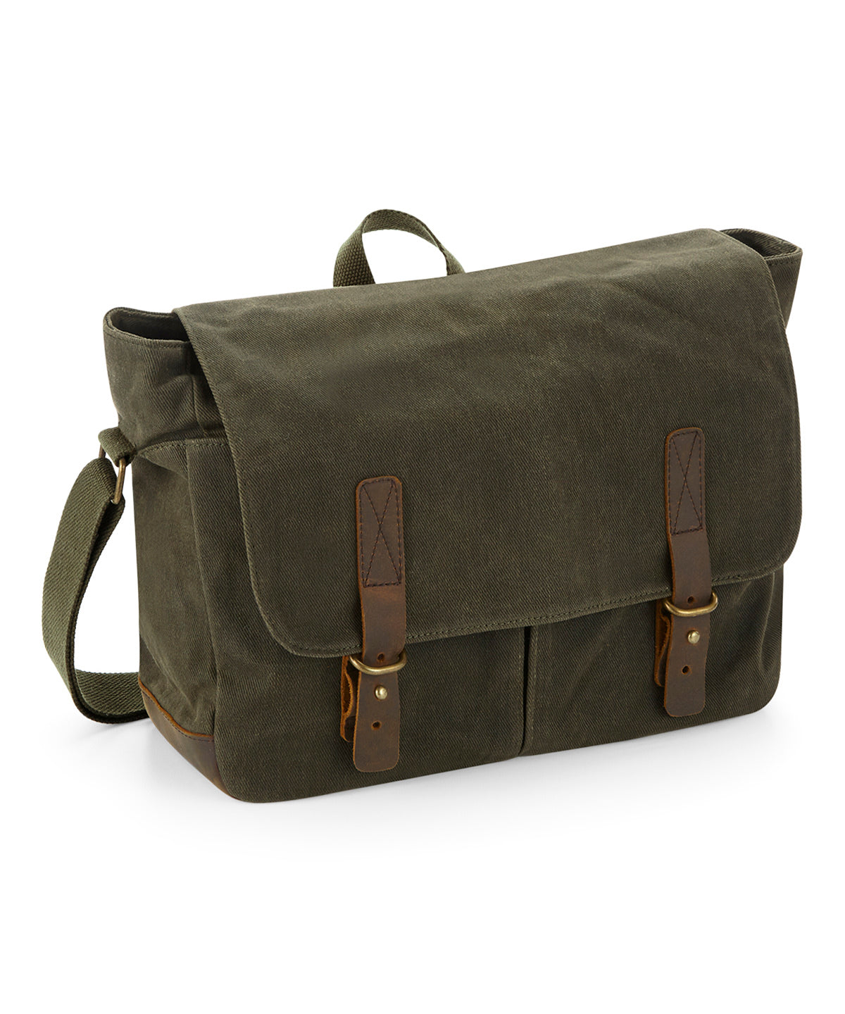 Quadra Heritage waxed canvas messenger, lifestyle photo