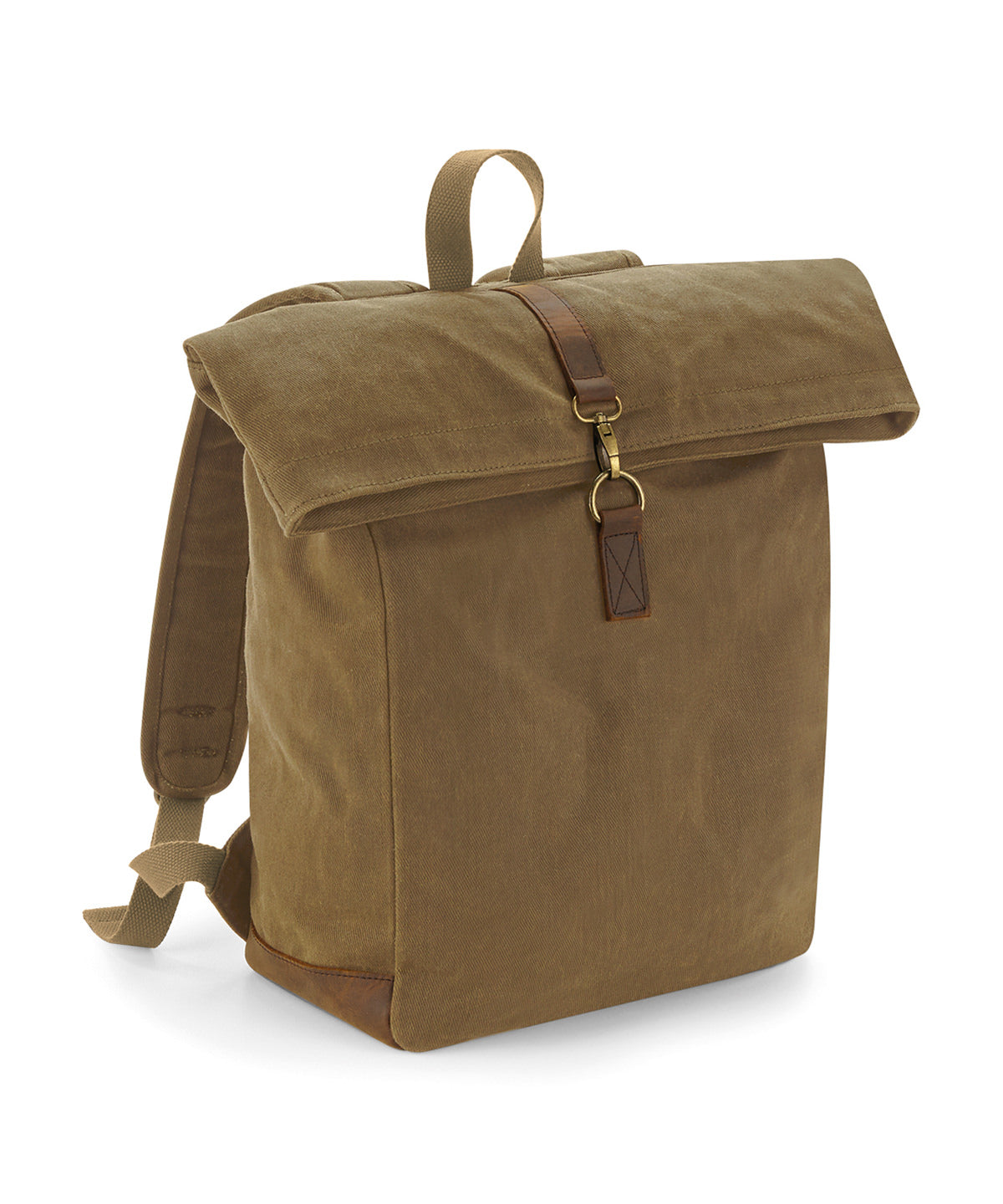 Quadra Heritage waxed canvas backpack in Desert Sand, front view