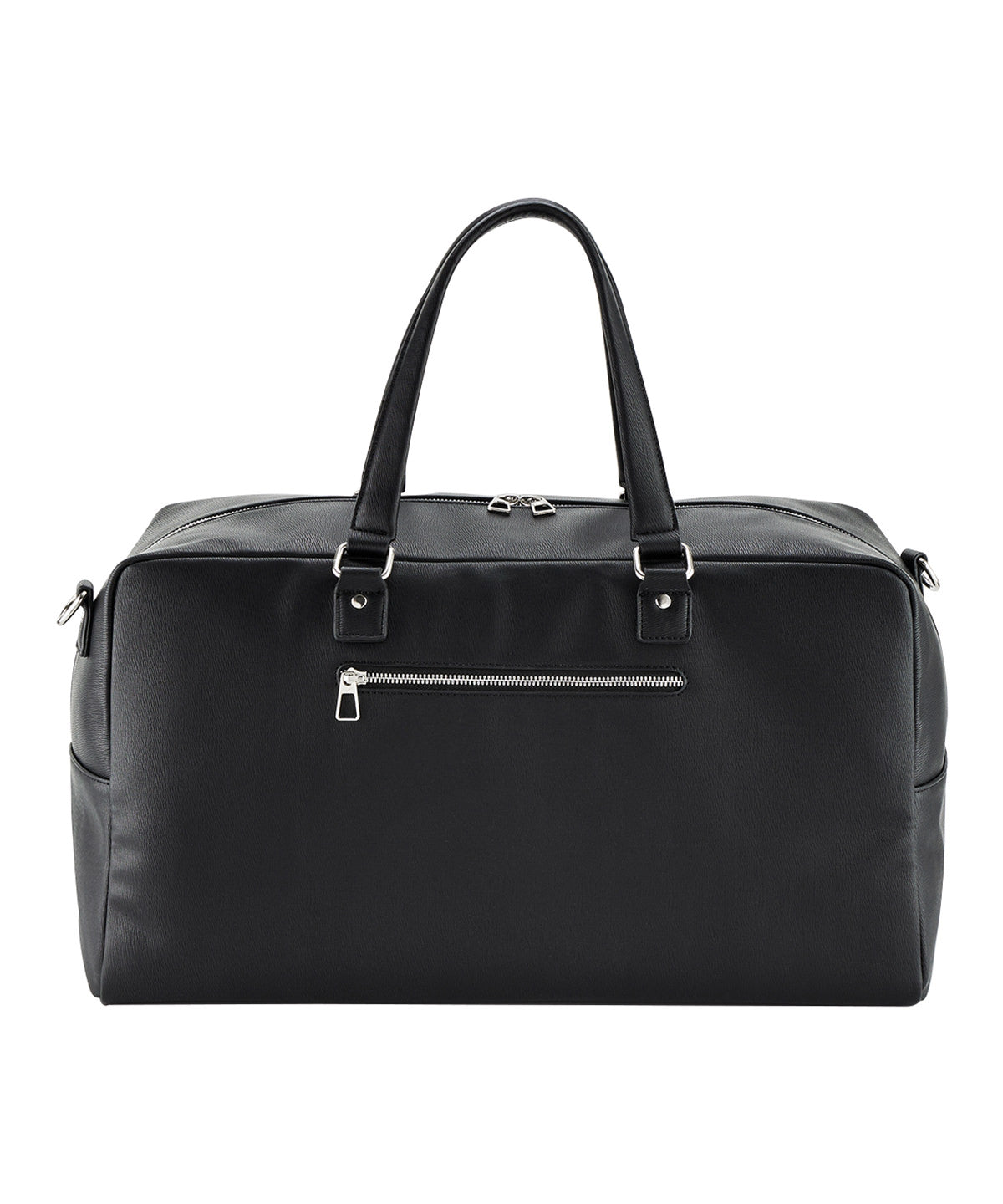Quadra Tailored luxe PU weekender in Black, front view