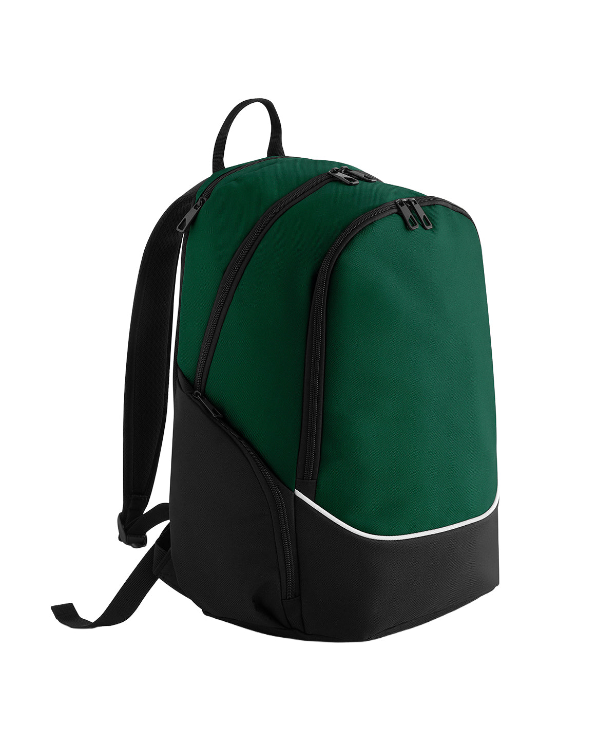 Quadra Teamwear backpack in Bottle/Black/White, front view