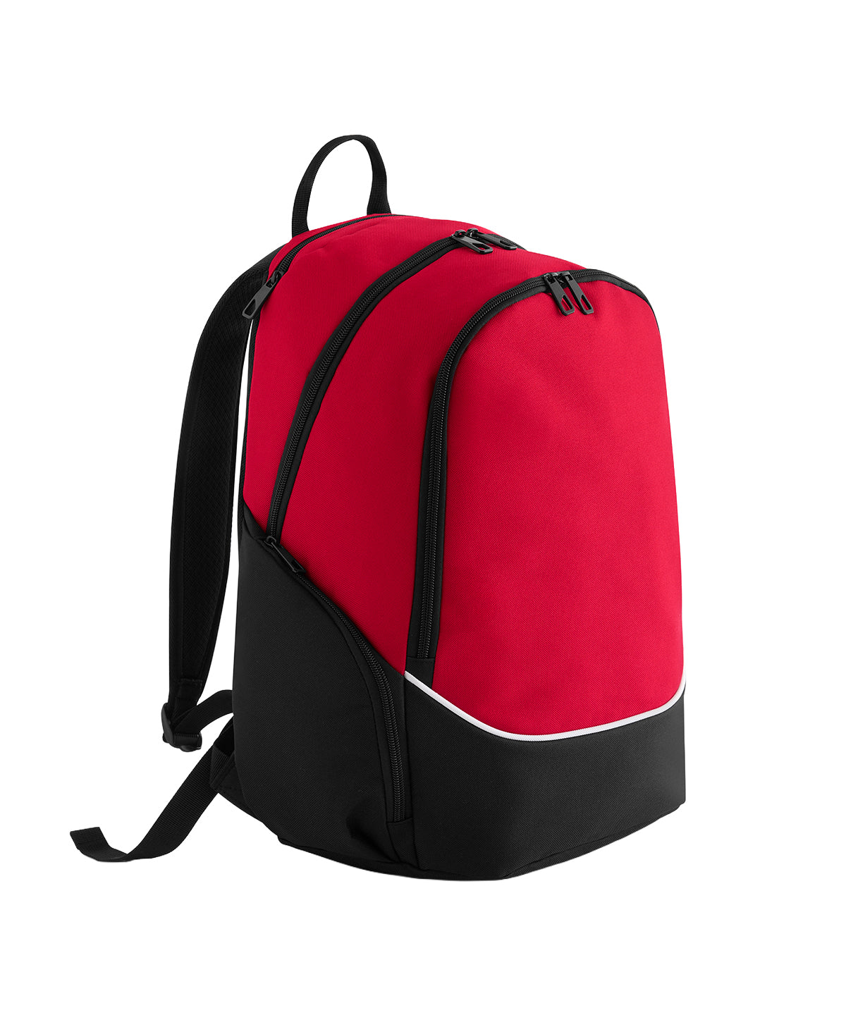 Quadra Teamwear backpack in Red/Black/White, front view