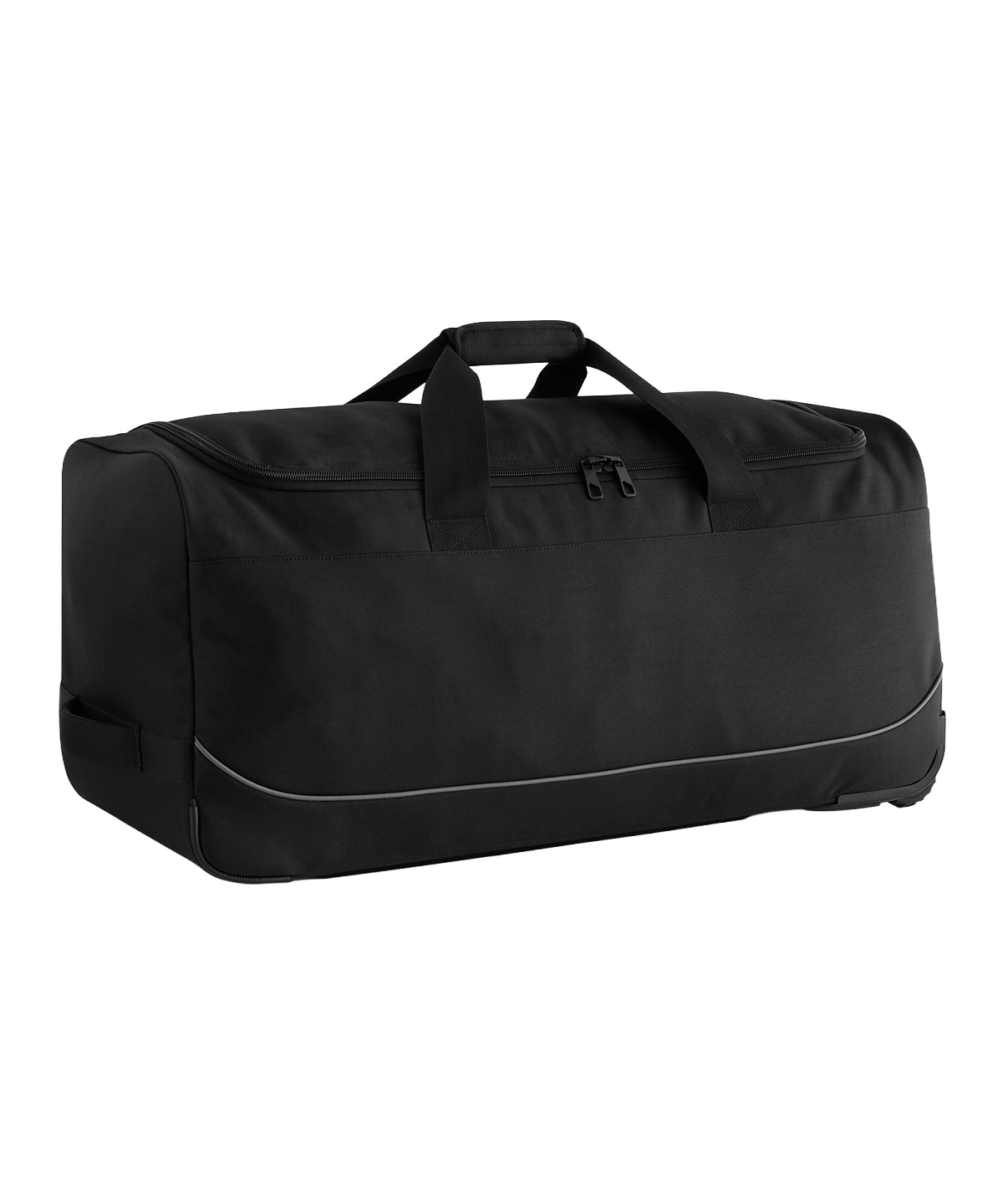 Quadra Teamwear wheeled holdall in Black/Grey, front view