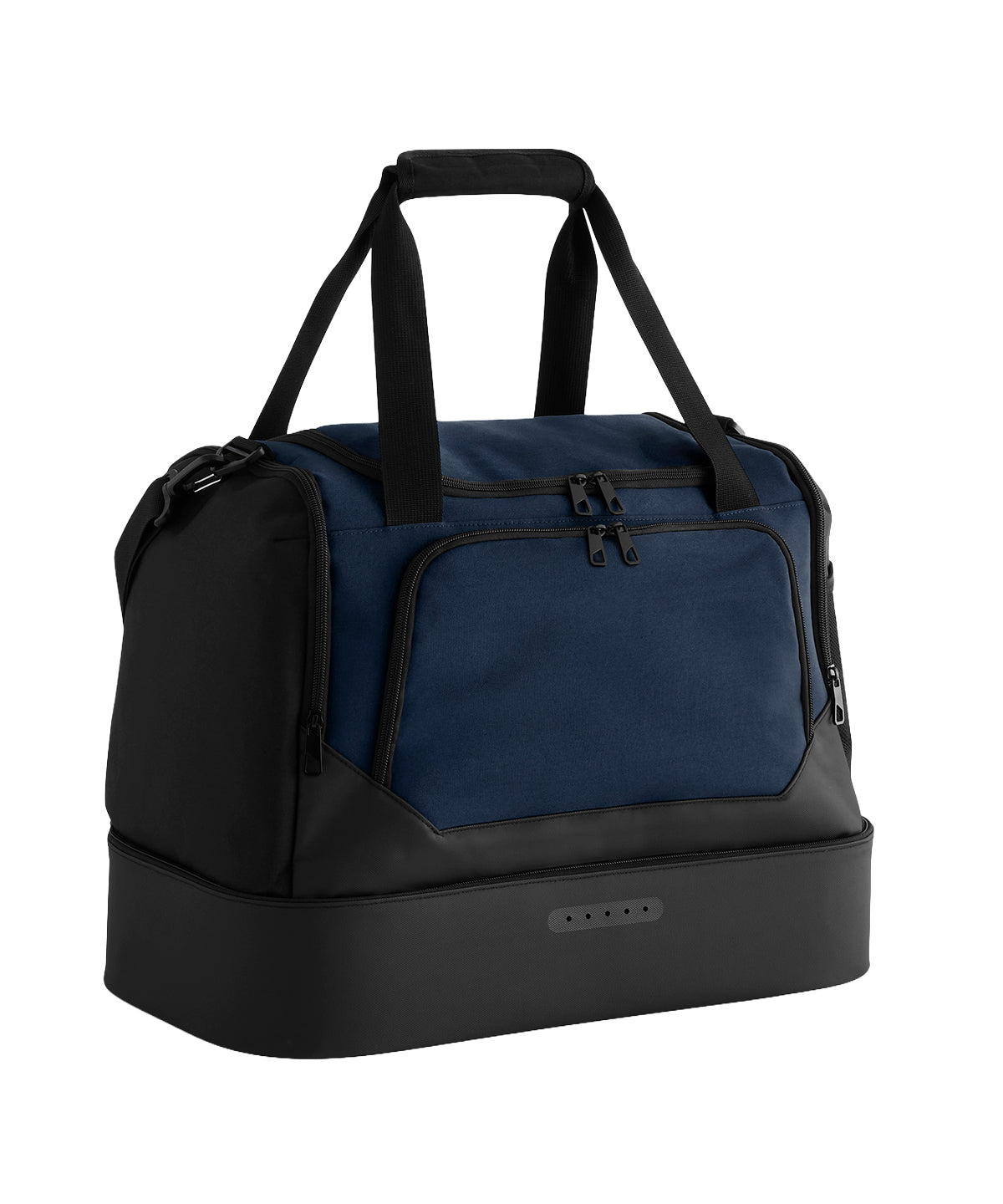 Quadra Pro team small hardbase holdall in Navy/Black, front view