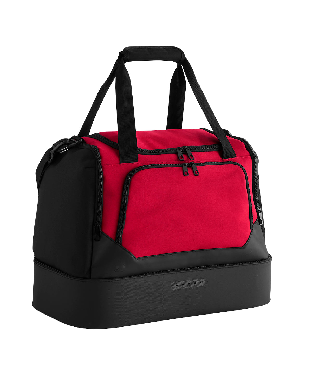Quadra Pro team small hardbase holdall in Red/Black, front view