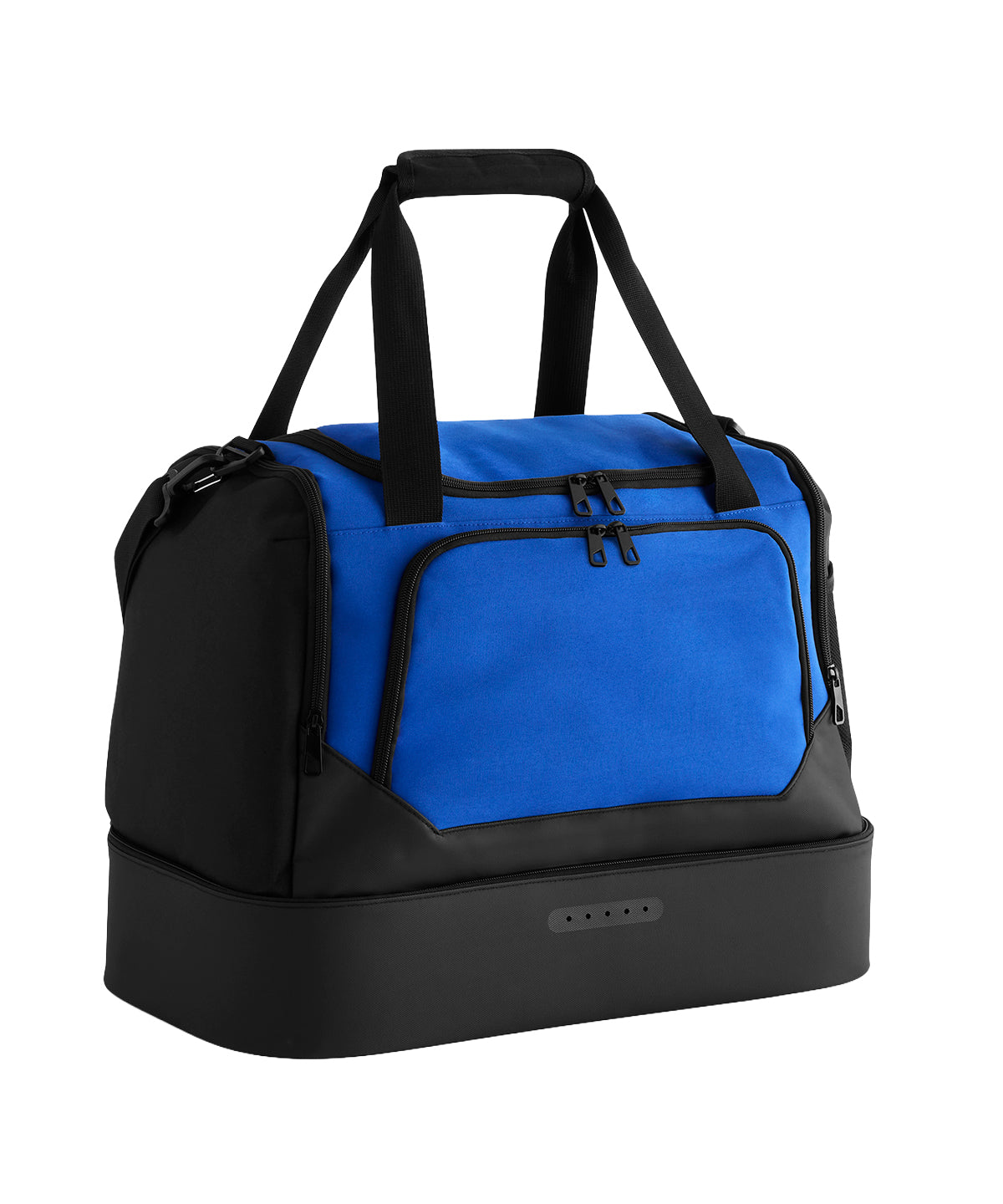Quadra Pro team small hardbase holdall in Royal/Black, front view
