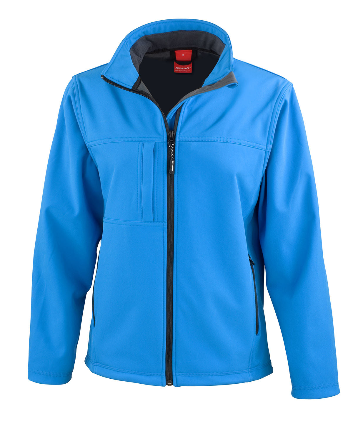 Result Women's classic softshell jacket in Azure, front view