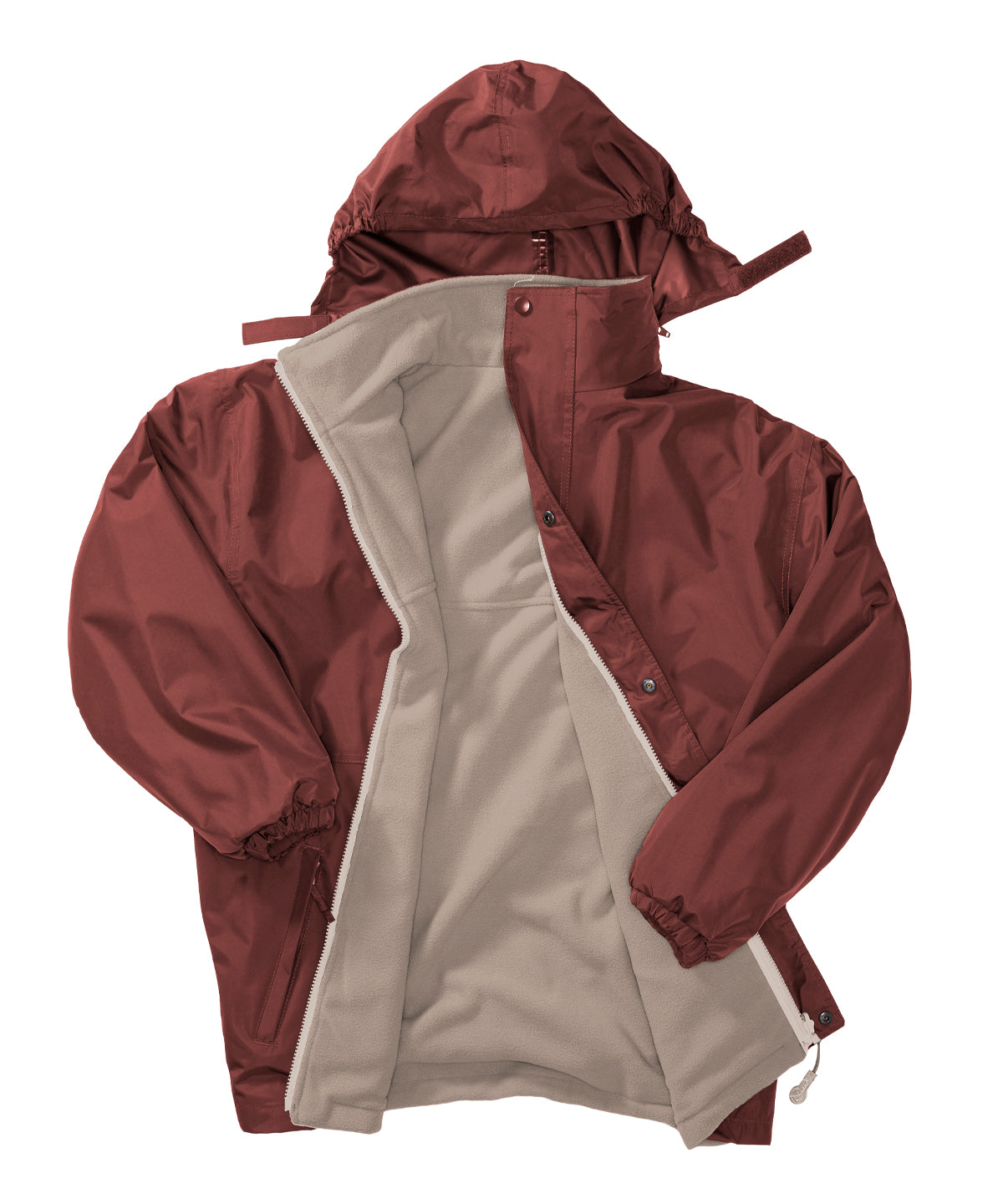 Result Recycled StormDri 6000 coat in Burgundy/Camel, front view