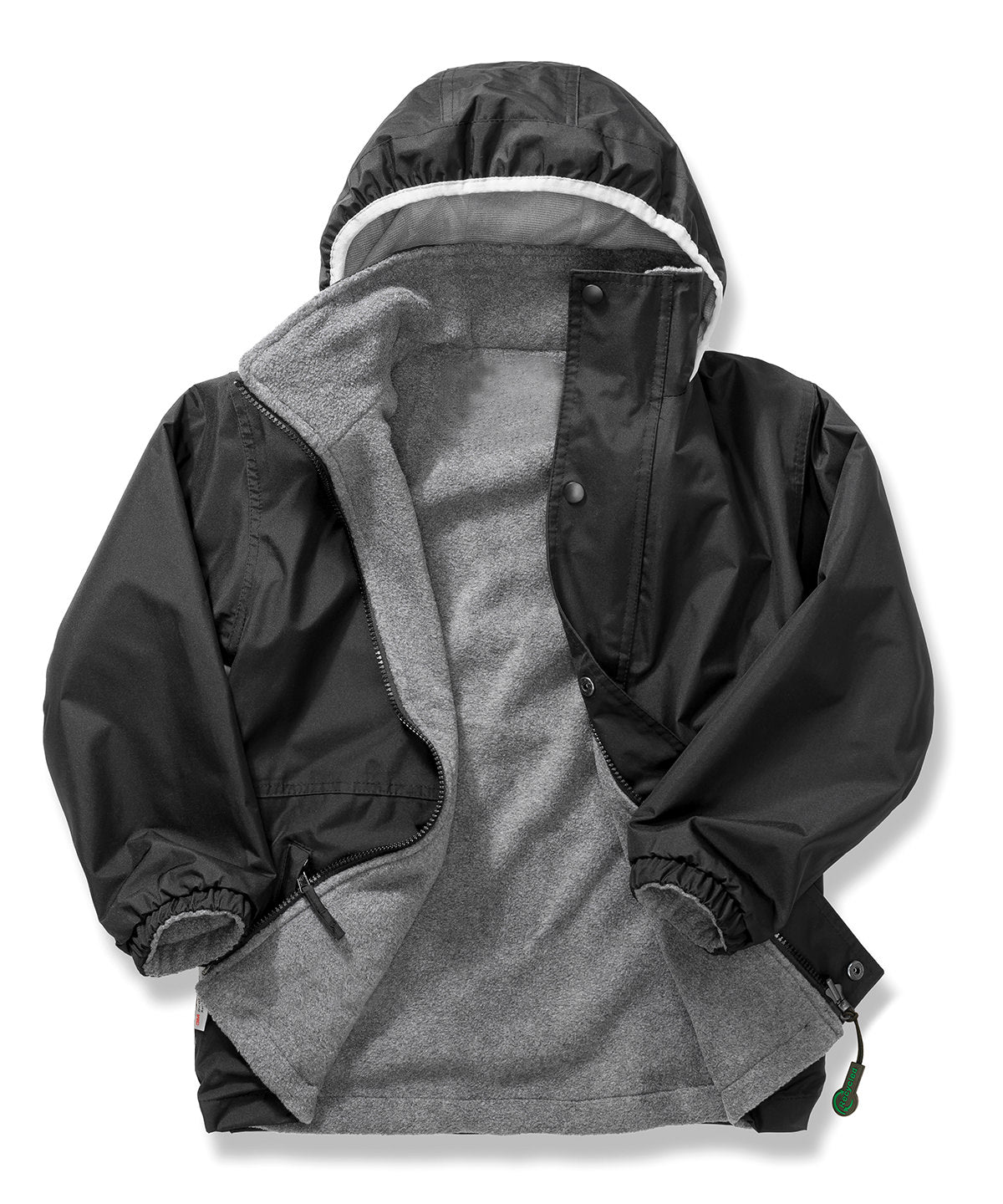Result Junior & youth Recycled StormDri 6000 coat in Black/Grey, front view