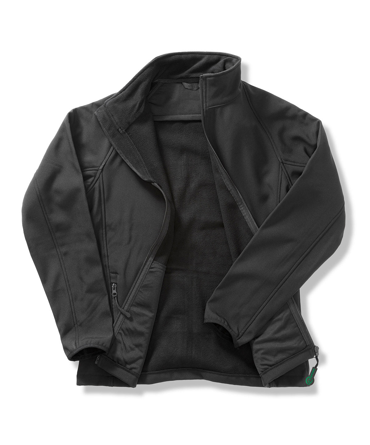 Result Core Womens printable softshell with recycled fleece inner in Black/Black, front view