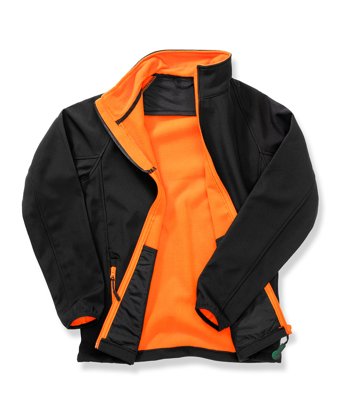 Result Core Womens printable softshell with recycled fleece inner in Black/Orange, front view