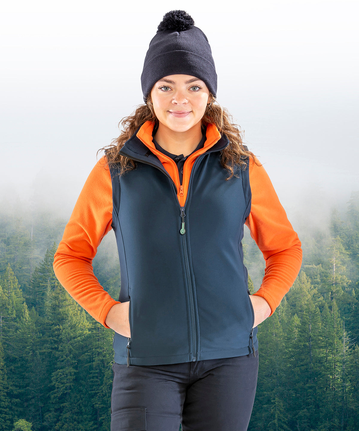 Result Core Womens printable softshell bodywarmer with recycled fleece inner, lifestyle photo