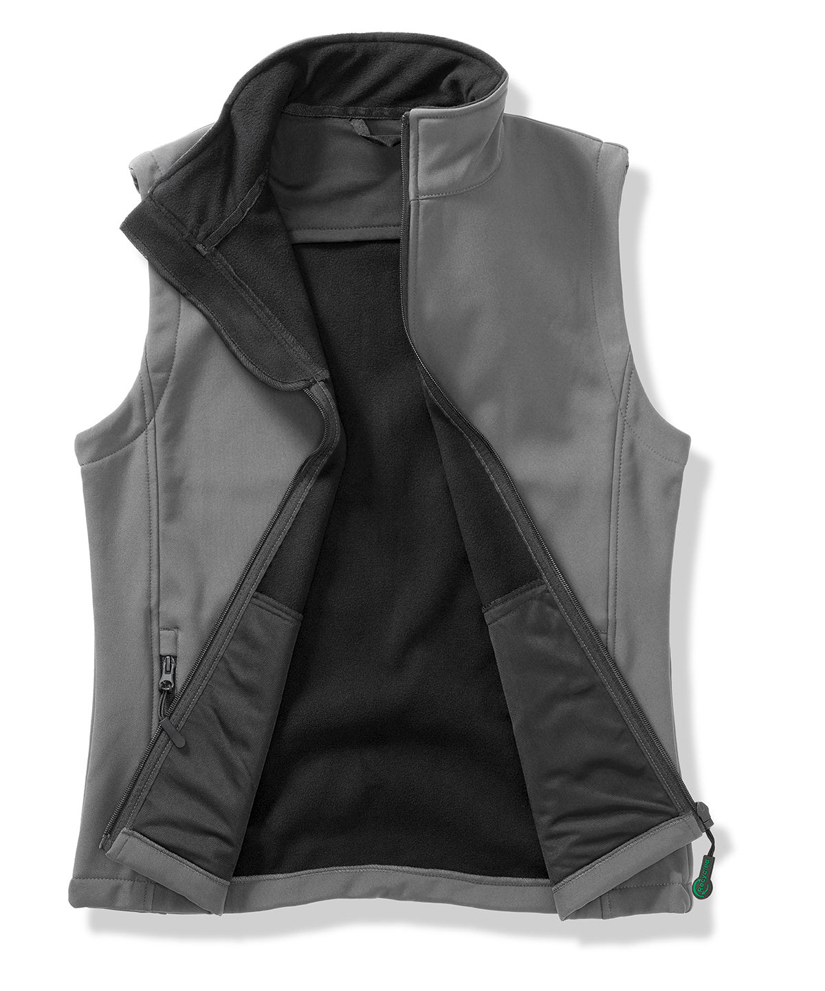 Result Core Printable softshell bodywarmer with recycled fleece inner in Charcoal/Black, front view